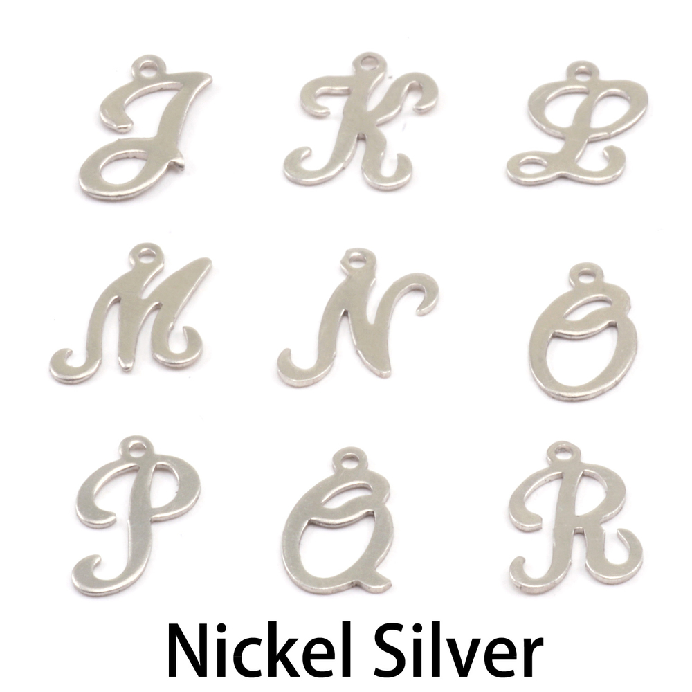 Charms & Solderable Accents Nickel Script Letter Charm J, 24g